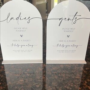 White Ladies and Gents Bathroom Signs acrylic wedding